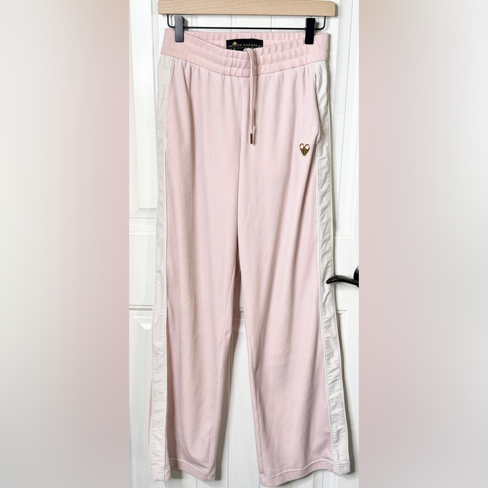 Moose Knuckles x Jennifer Meyer Pink Velour Carson Track Pants Gold Heart XS HTF